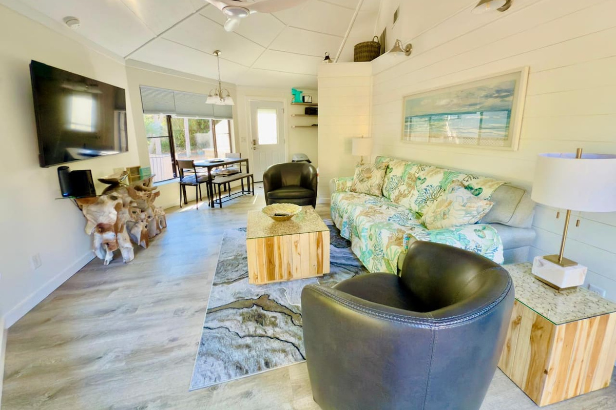 Open living and dining area