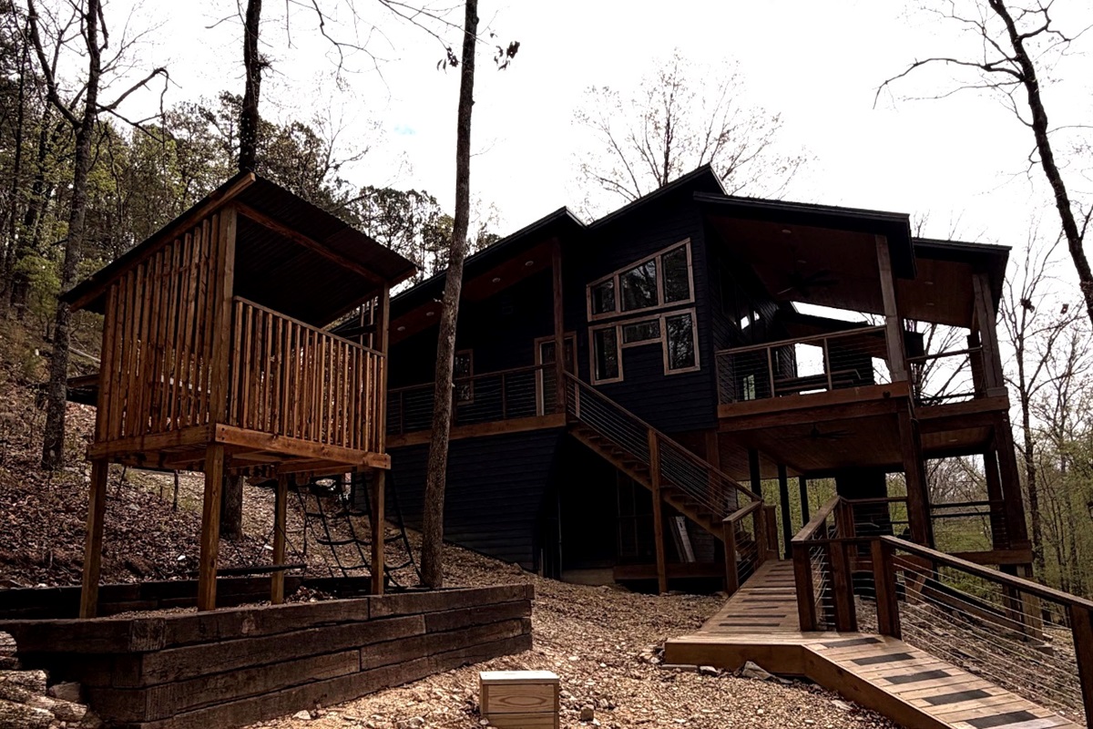A fun play area for kids tucked in the forest