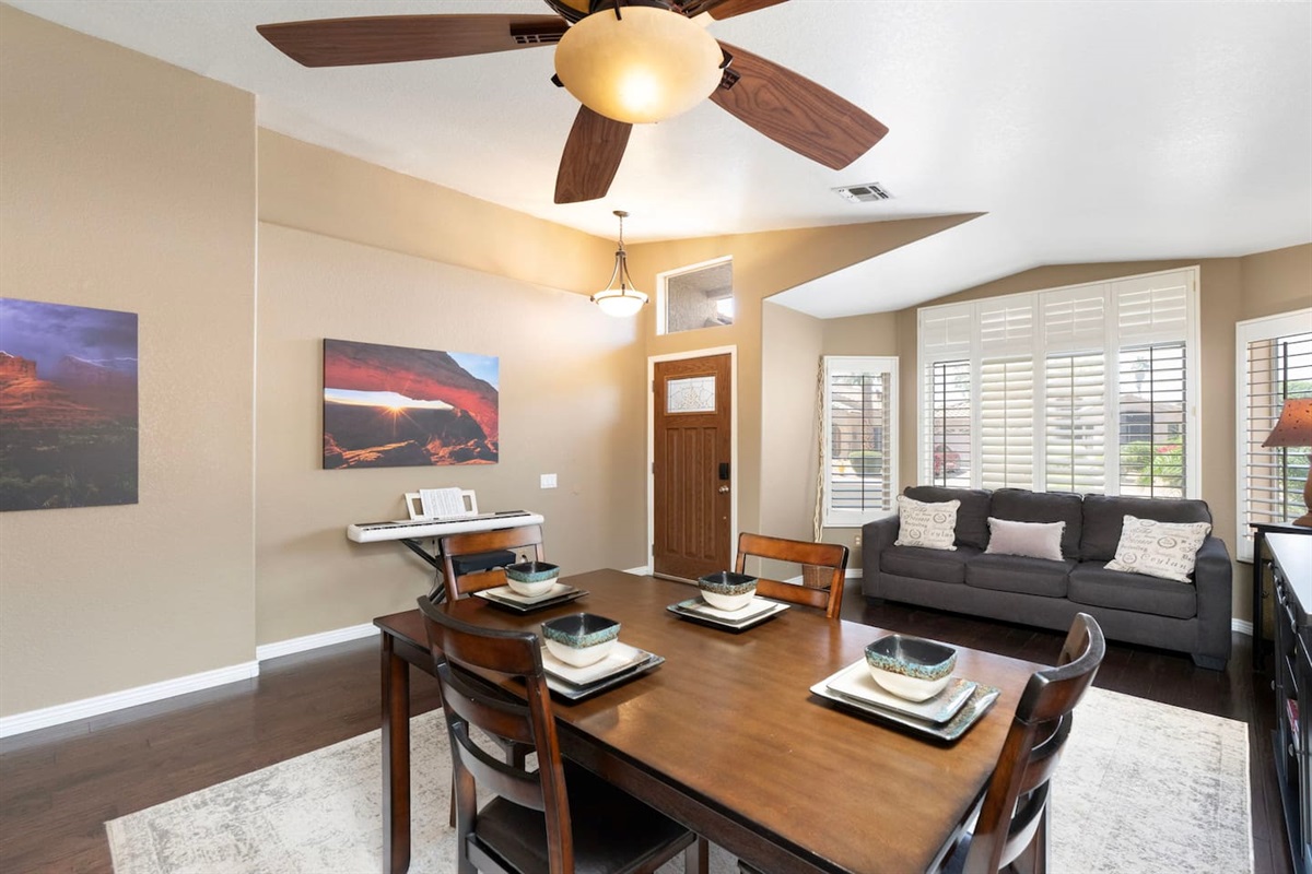 Gather around the dining table for home-cooked meals, then move seamlessly to the living room for after-dinner conversation — the open layout makes hosting effortless.