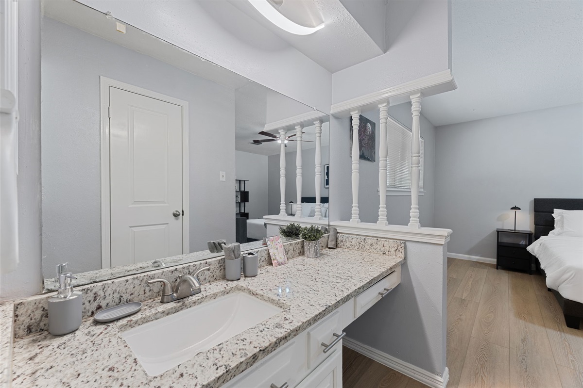 Private master bathroom attached to the king master bedroom