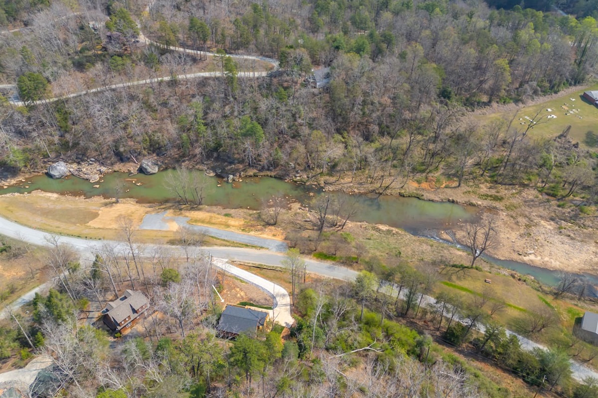 Upper drone view of the cabin