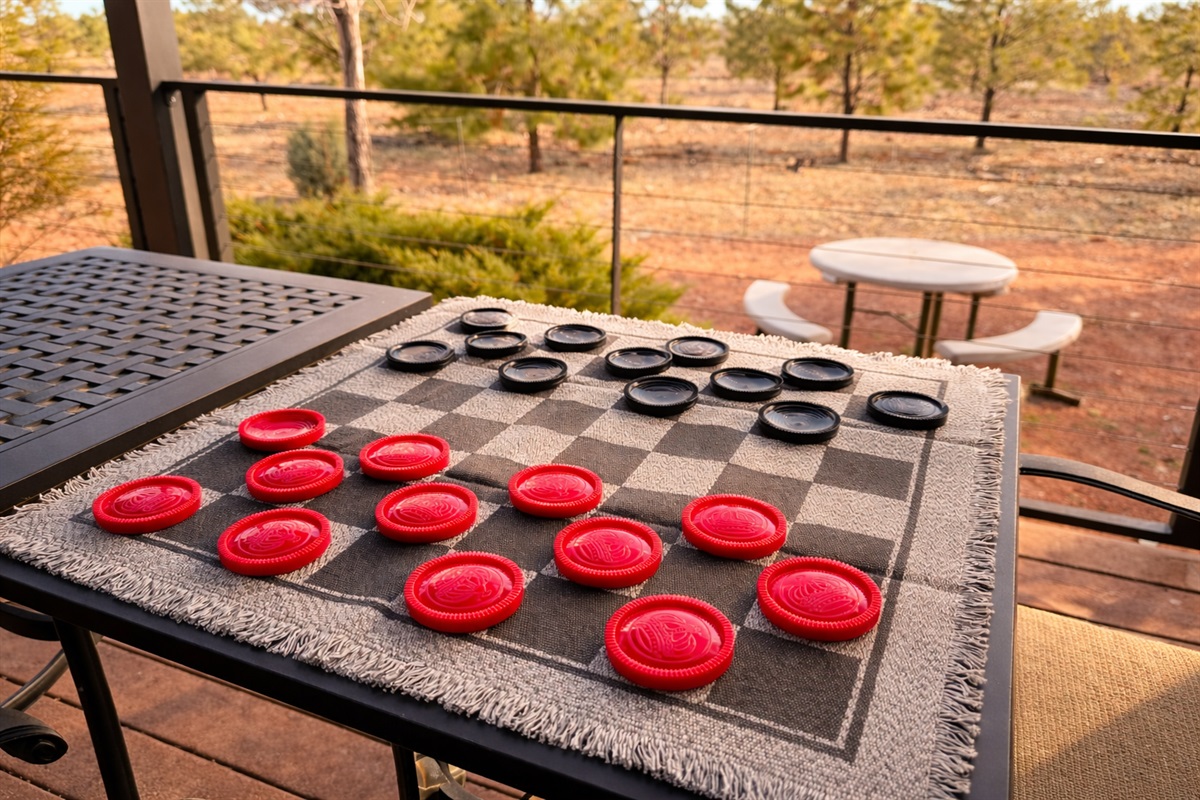 Jumbo checker board provides hours of entertainment!