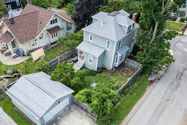 A parent's peace of mind! A bird's-eye view showing our fully enclosed, private backyard space where the kids can play safely.