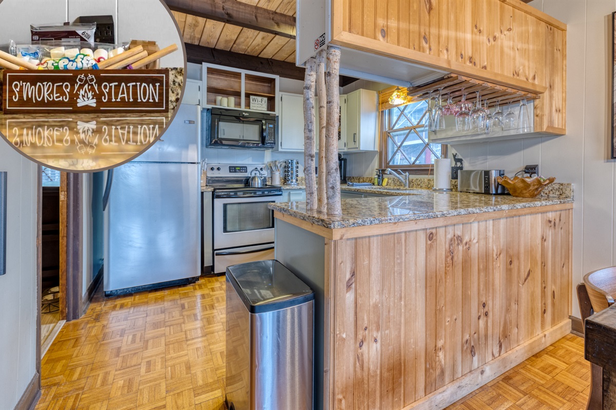 Indulge in a delightful s'mores experience with our dedicated S'mores Station, perfect for memorable nights around the outdoor firepit.