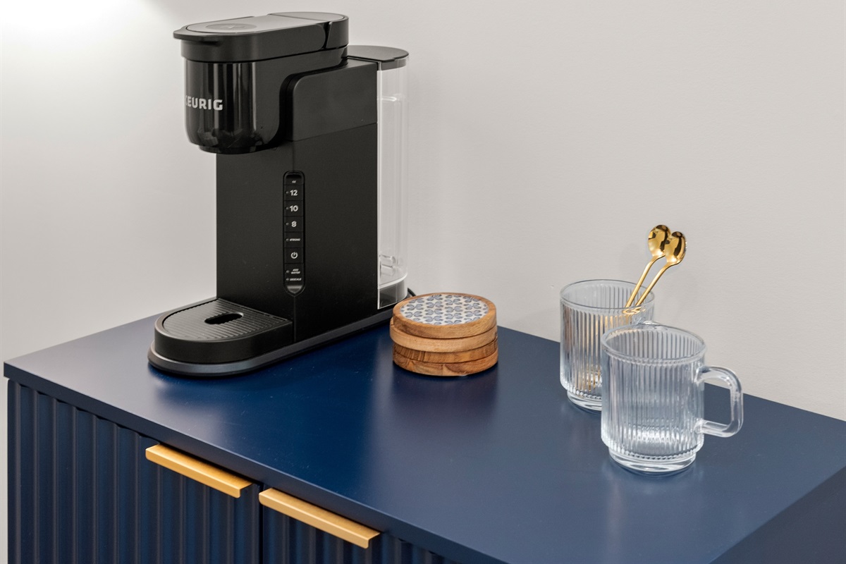 Morning coffee station right in the suite — no need to go downstairs.