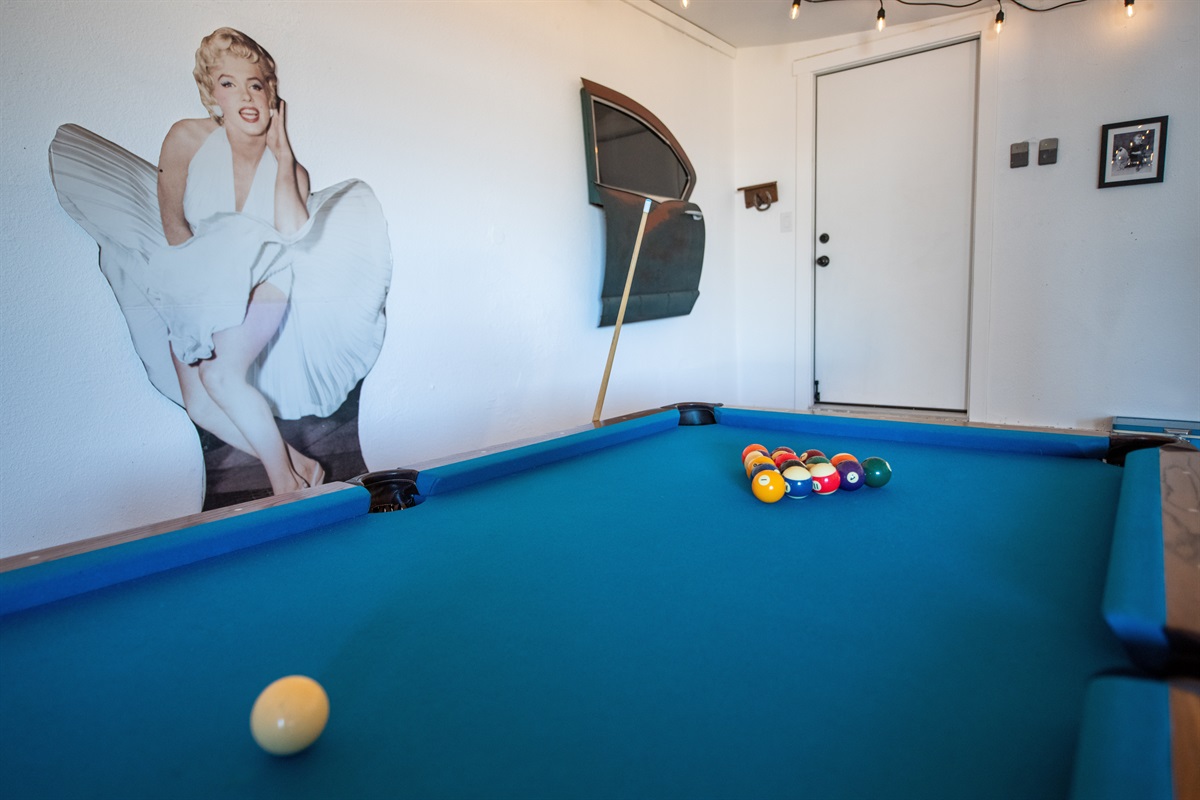 Close view of the pool table...