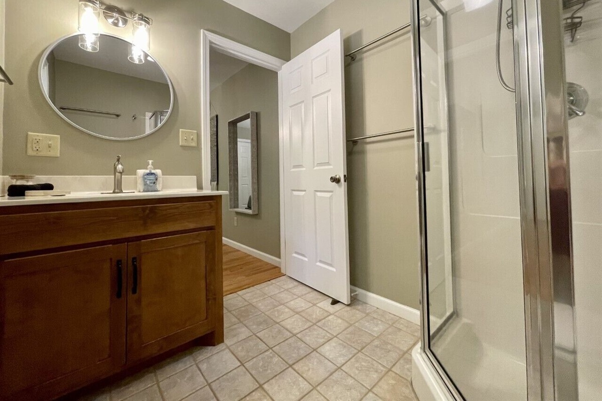 Master bath has walk in shower