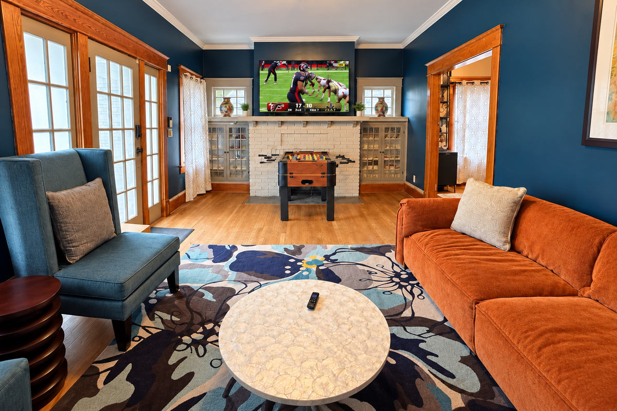 Watch (or play!) the game in the front living room