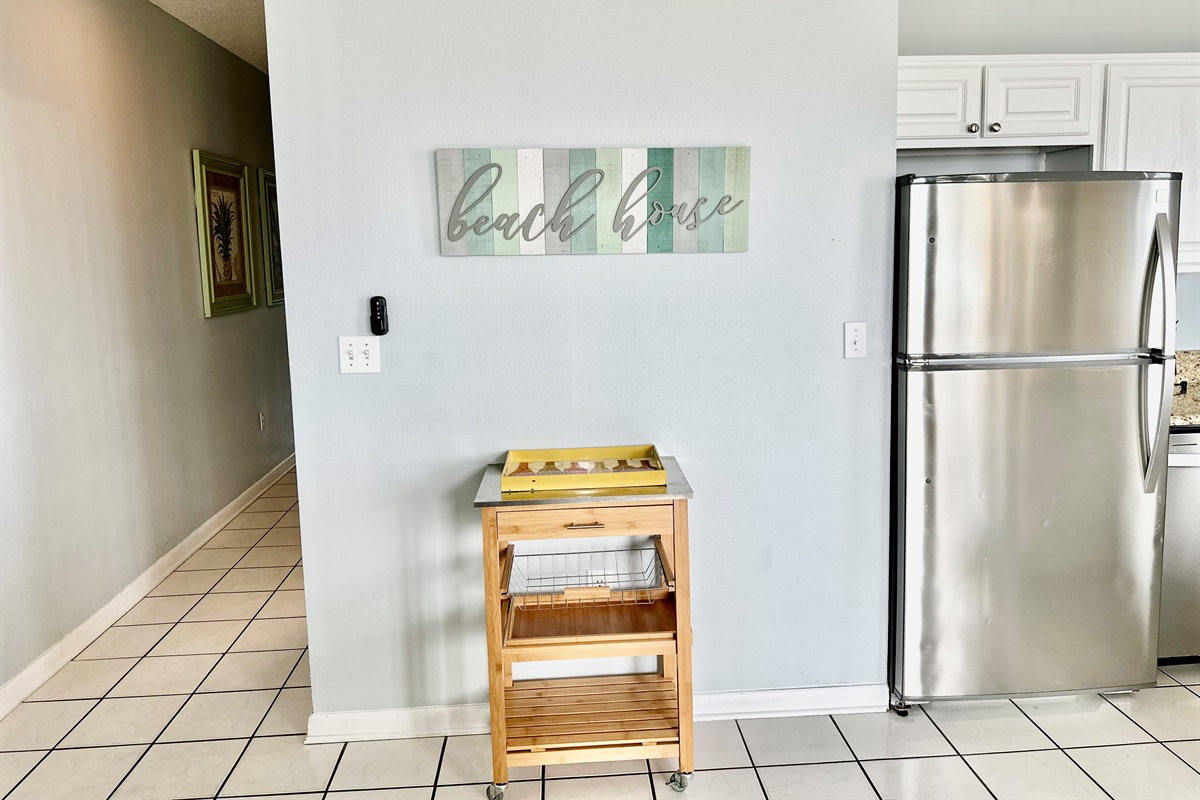 We've added a bar/storage cart to store your snacks, drinks etc.!