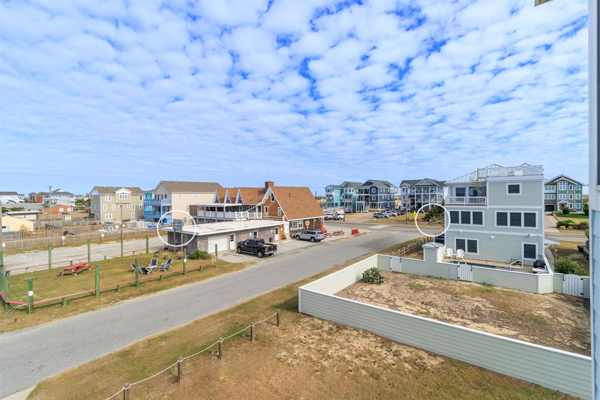 View from the porch: Booty Treats ice cream and private beach access