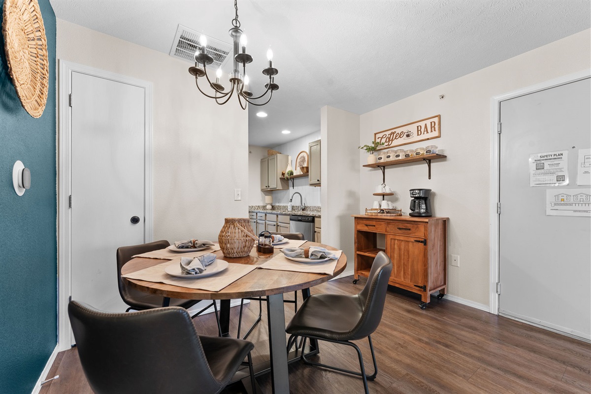 Dining area with coffee station