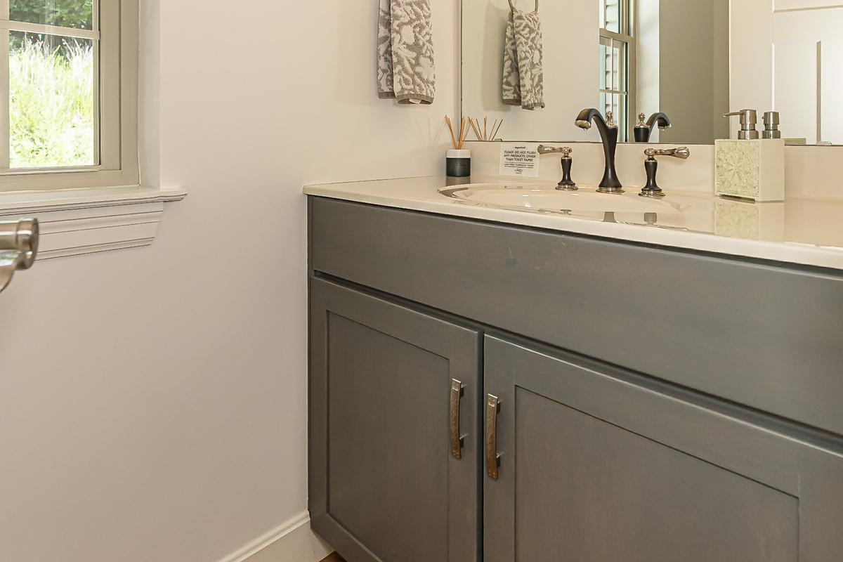 Half bath conveniently located on the main level.