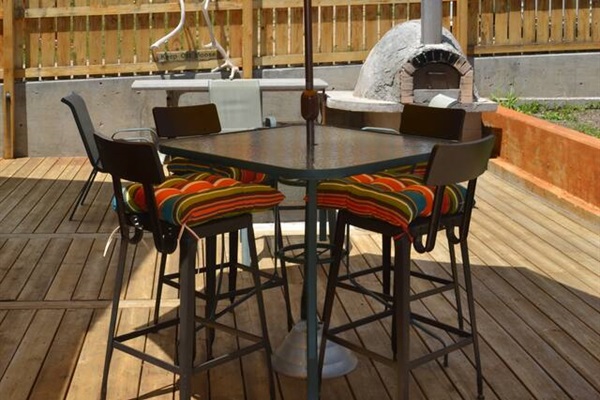 Outdoor seating on back deck