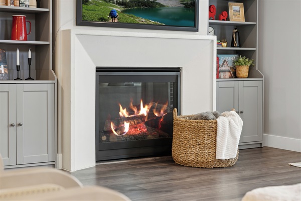 Cozy vibes and mountain charm around the hearth.