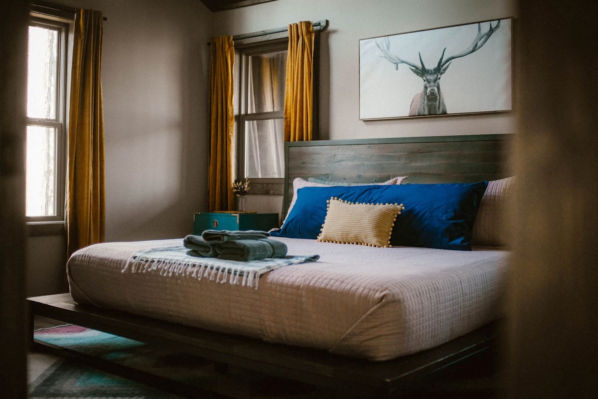 Luxury king size bed will make you never want to leave!