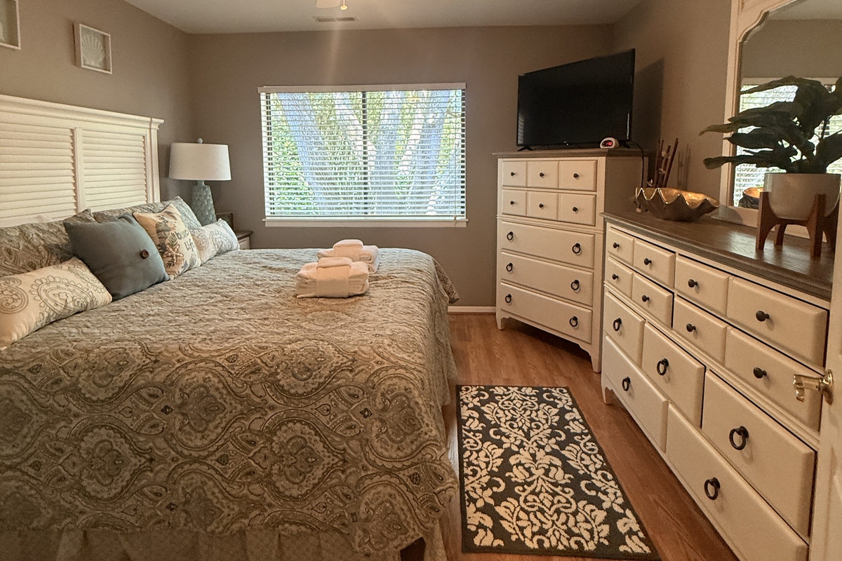 Primary bedroom with king bed