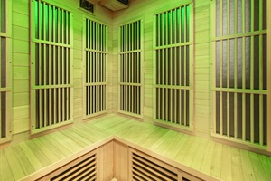 Unwind and Play All Day! 🛋️🤩 — our Canadian Hemlock Sauna comes with color-changing LED lights and your favorite tunes. Spa day, every day!