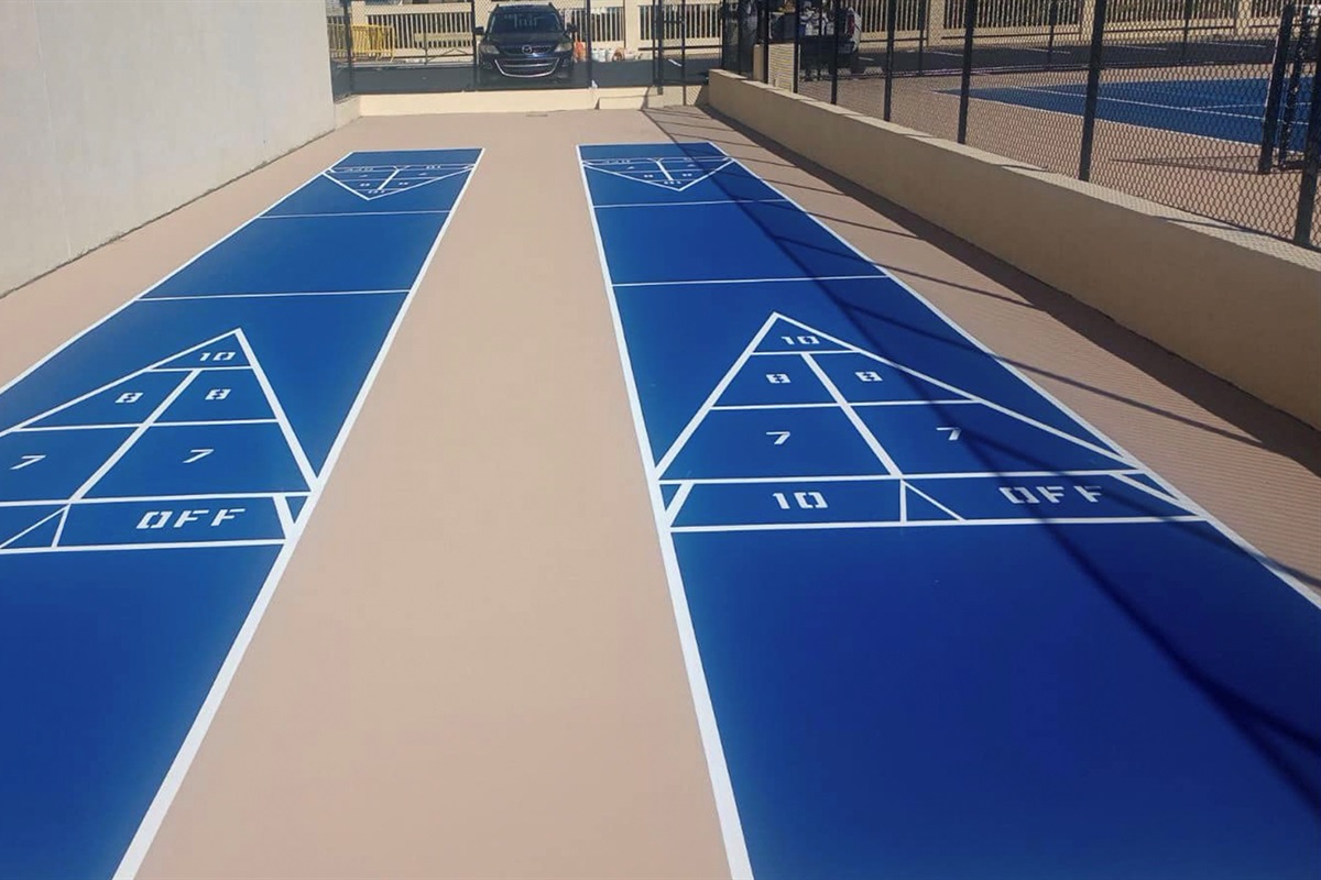 Close up of Newly Resurfaced Shuffleboard Courts