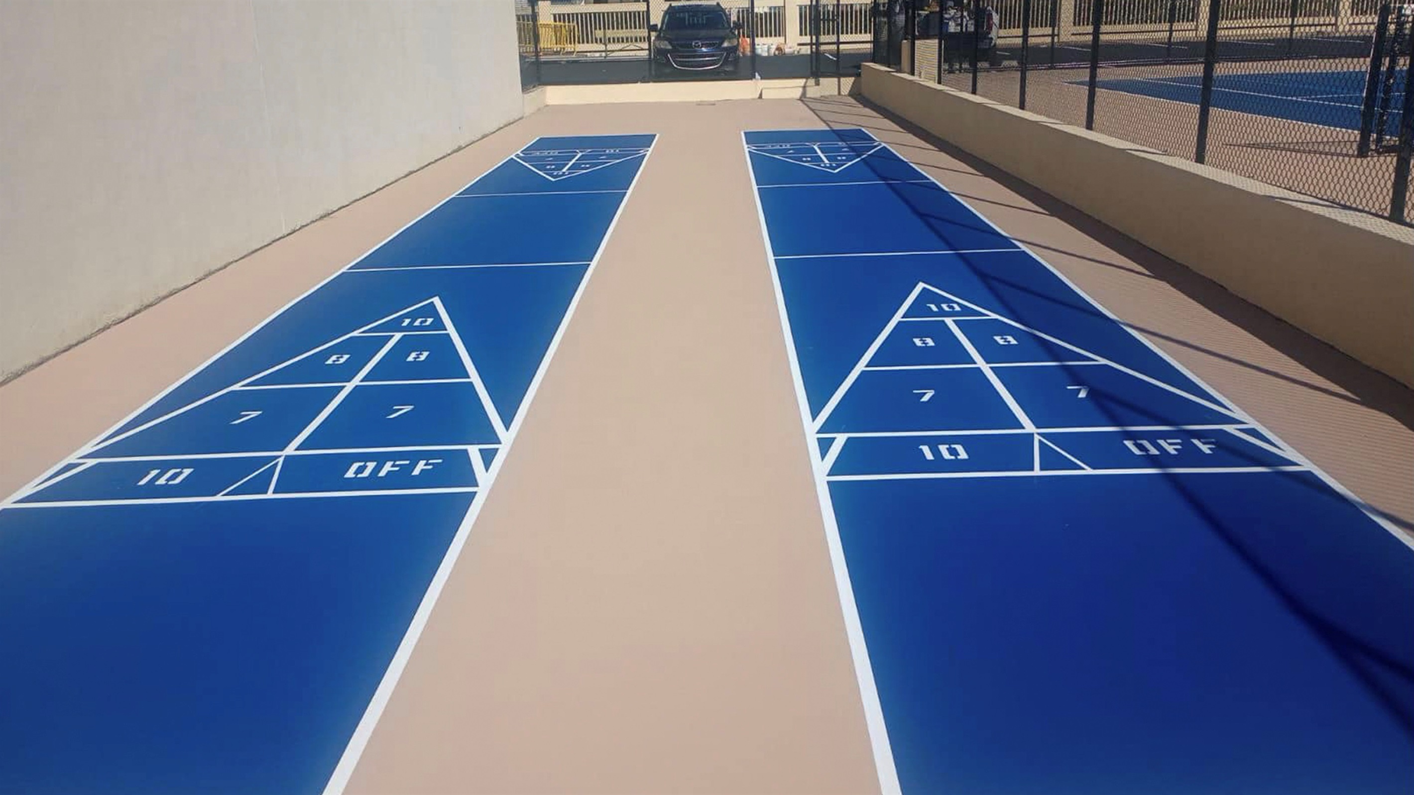 Close up of Newly Resurfaced Shuffleboard Courts
