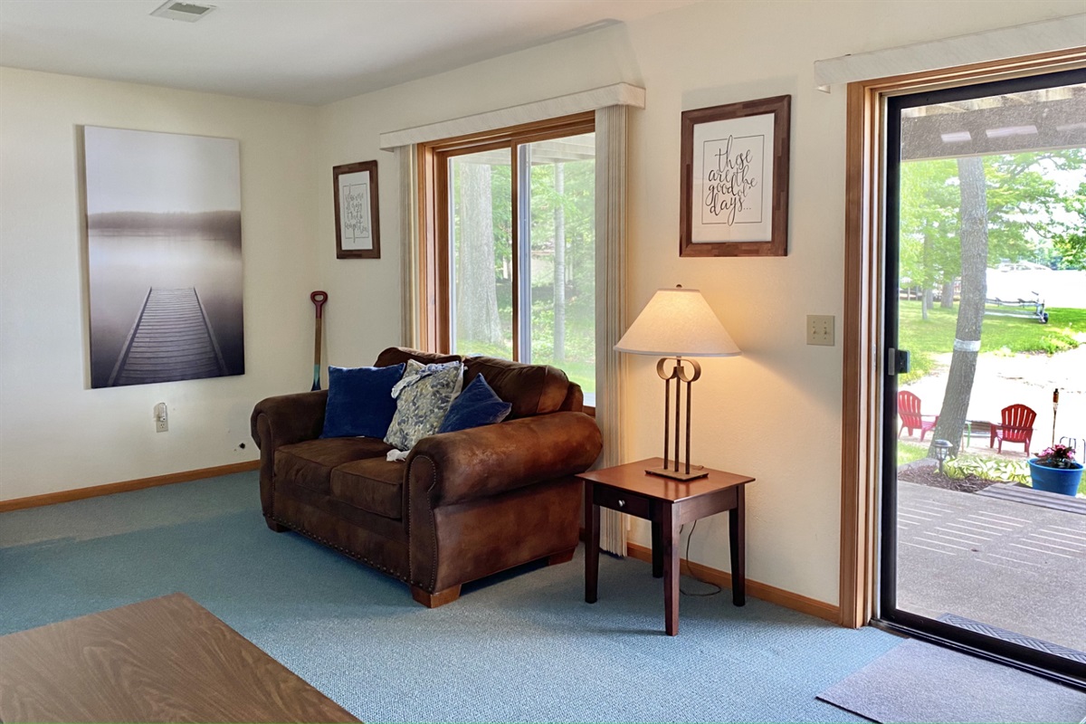 Lower Living Area with walkout to beach