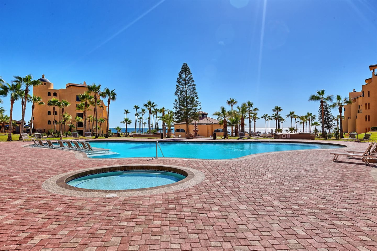 Pool in front of the "B" and "C" Buildings