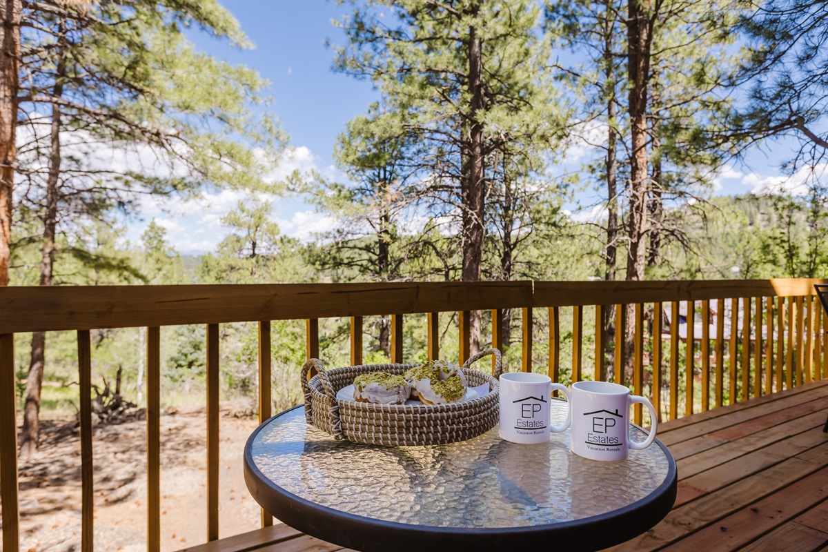 Morning breakfast on the kitchen deck.