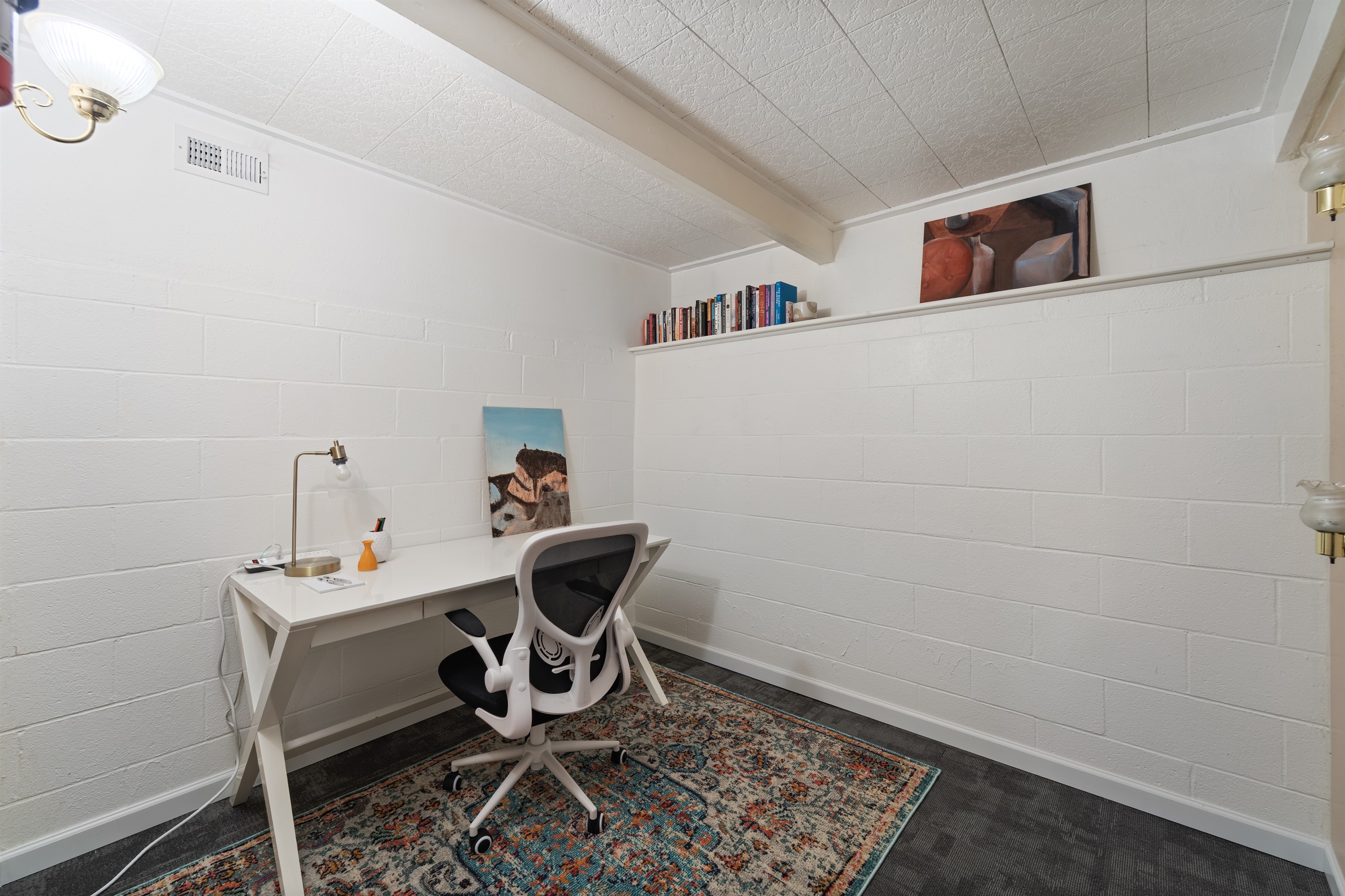 Dedicated workspace, lower level. 