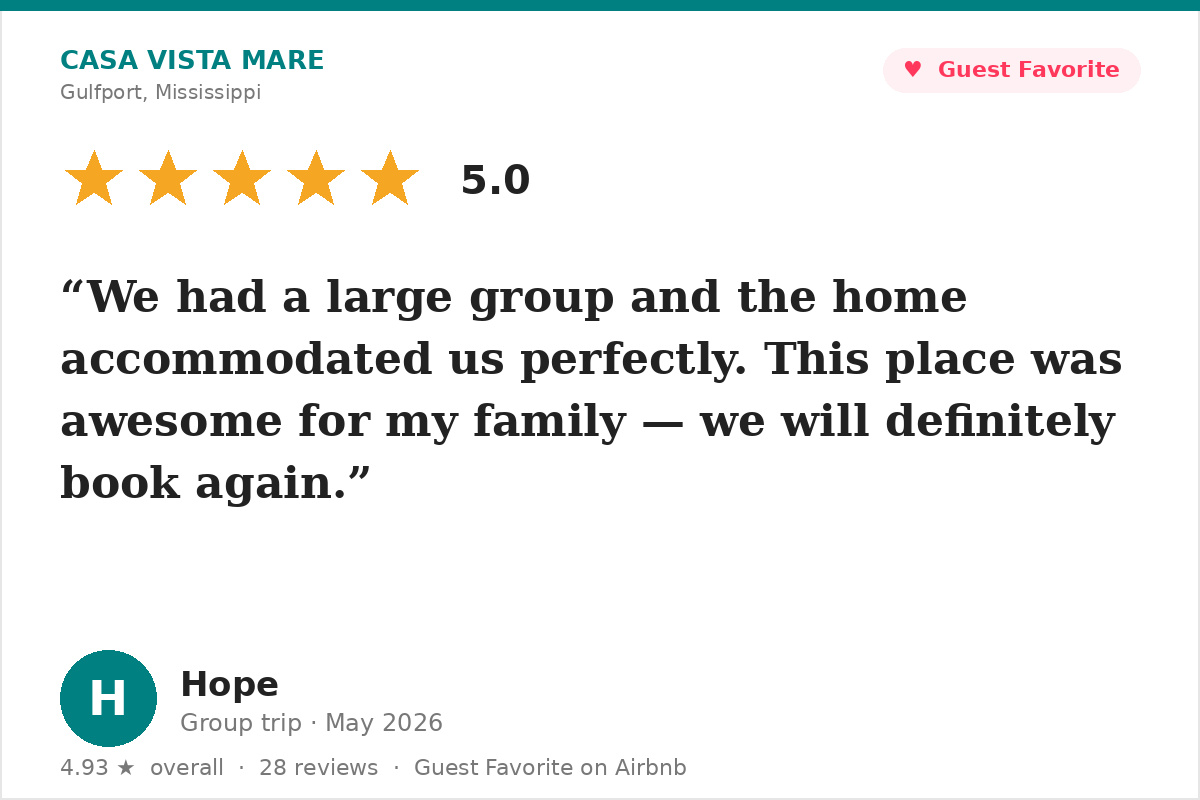 What guests say: "We had a large group and the home accommodated us perfectly &mdash; we will definitely book again." &mdash; Hope