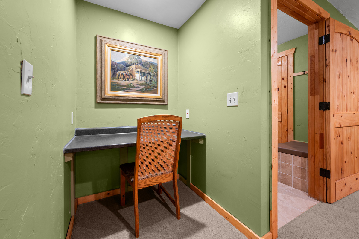 Dedicated desk area downstairs for remote work, planning adventures, or quiet study time.