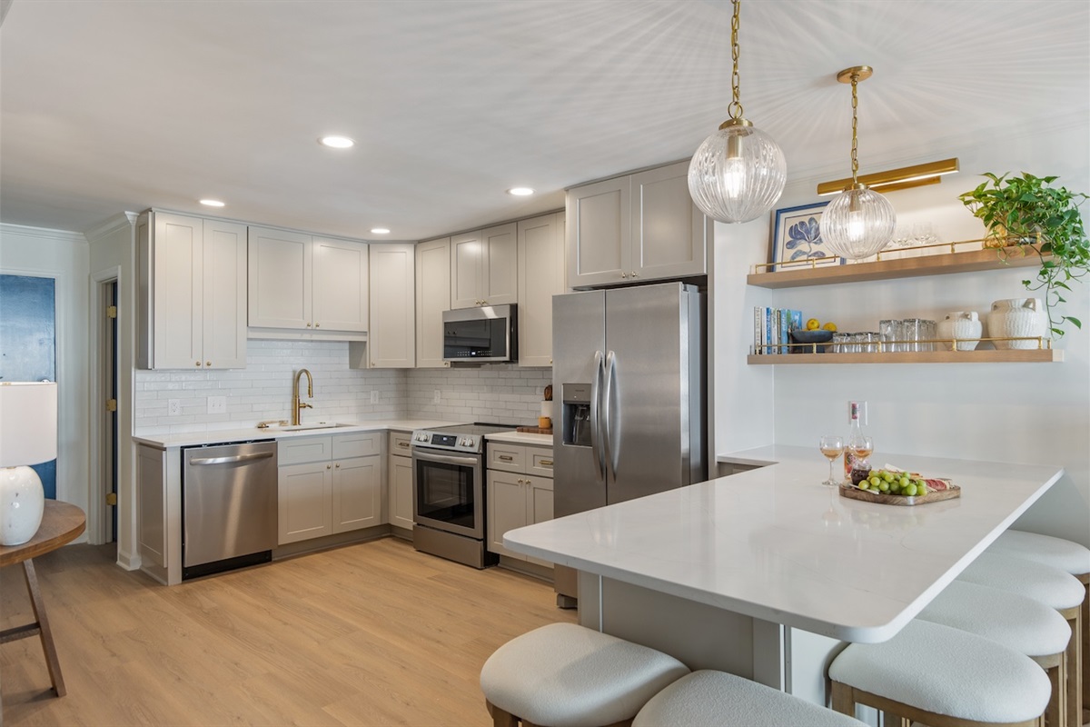 Kitchen and Island | 211C Oceanside Villas | Isle of Palms SC | IOP Escapes