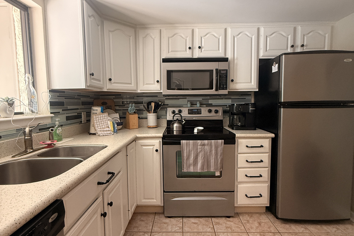 Kitchen with stainless steel appliances