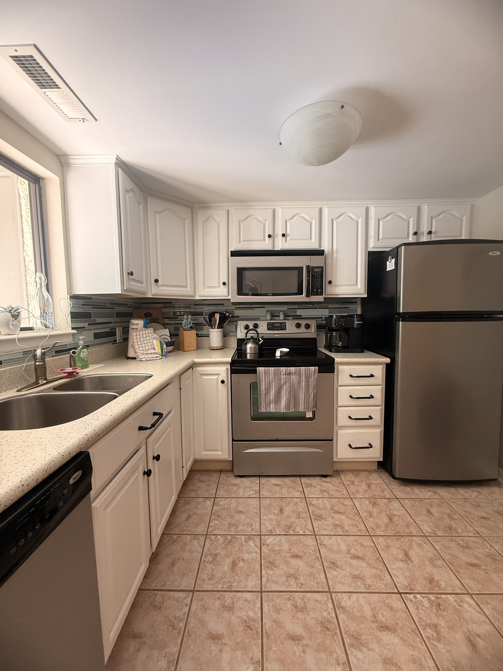 Kitchen with stainless steel appliances