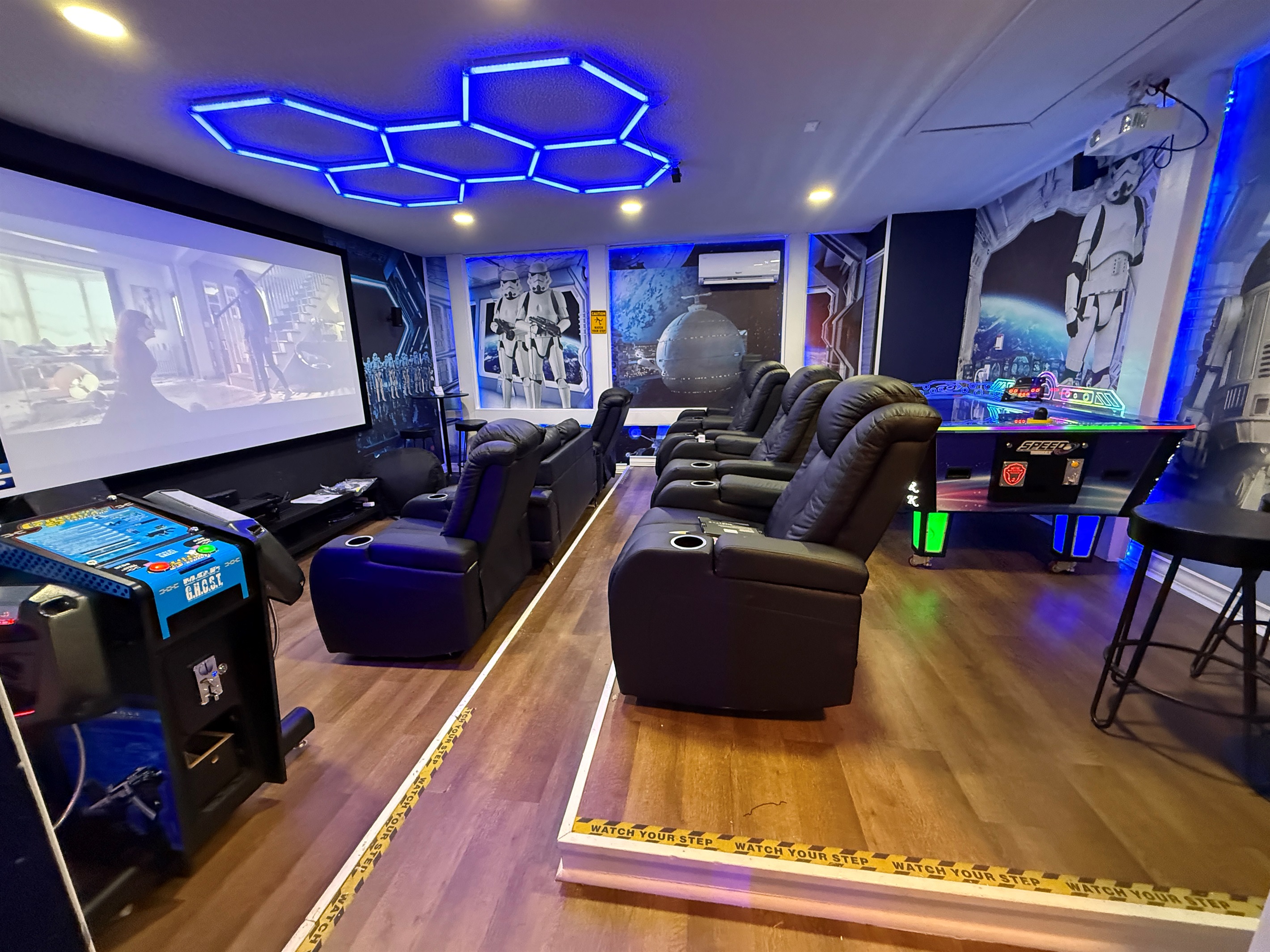 May the Force be with you as you play Ghost Squad or Air Hockey in the arcade cinema