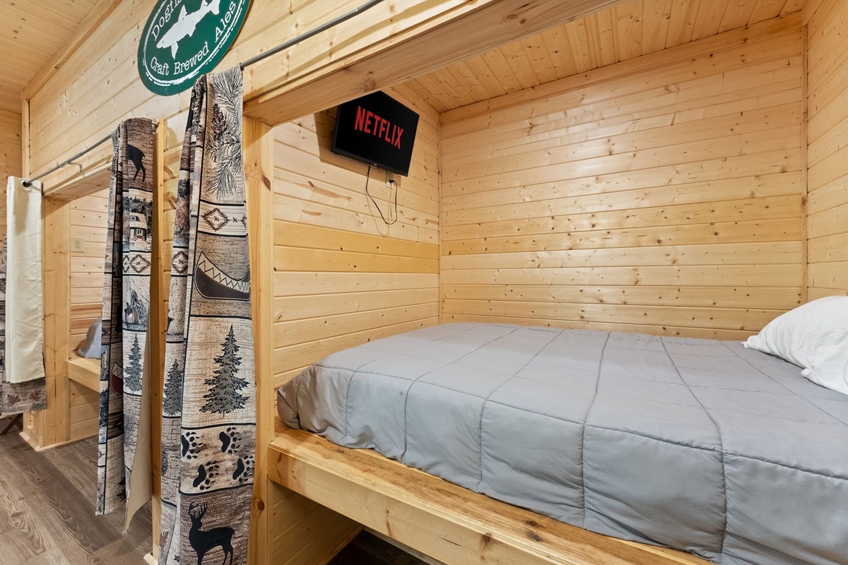 Each queen-pods has a TV with streaming service access