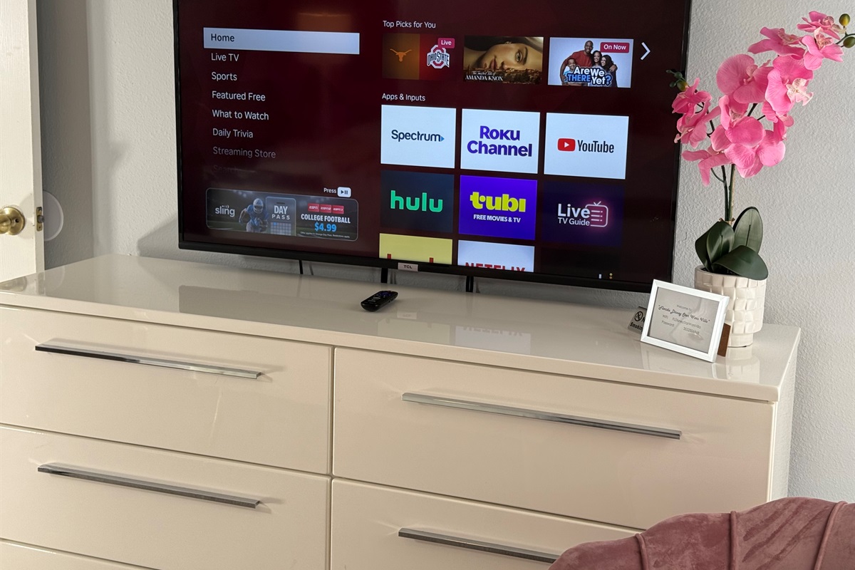 Experience premium in-room entertainment with 50” smart TVs in every bedroom