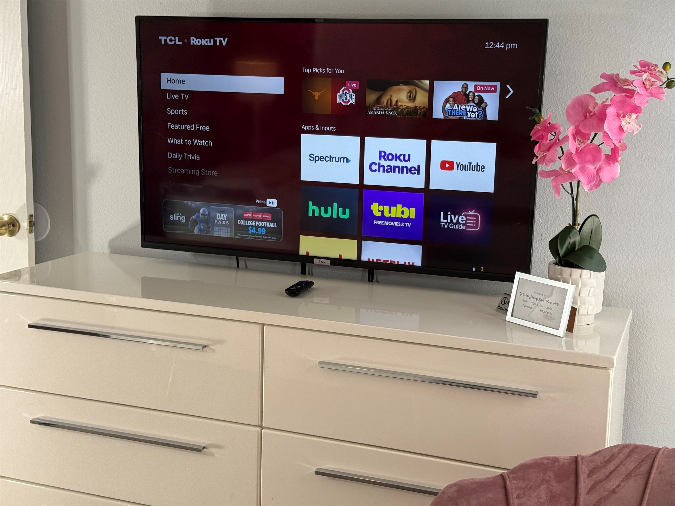 Experience premium in-room entertainment with 50” smart TVs in every bedroom
