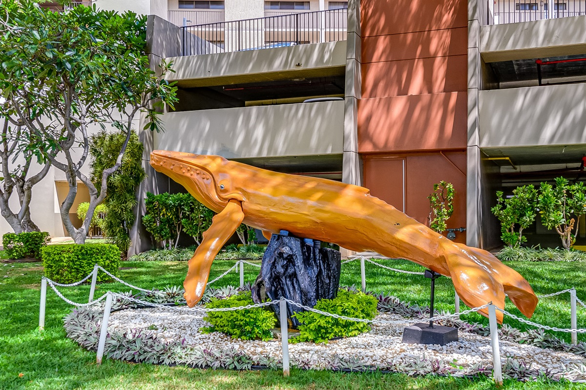 Wood carved humpback whale