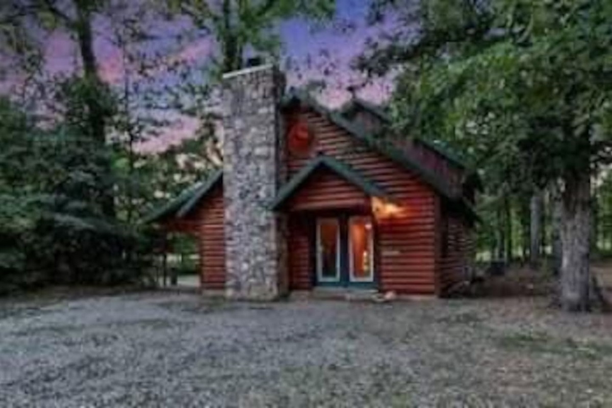 Front of cabin as you pull up.