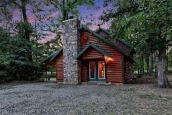 Front of cabin as you pull up.