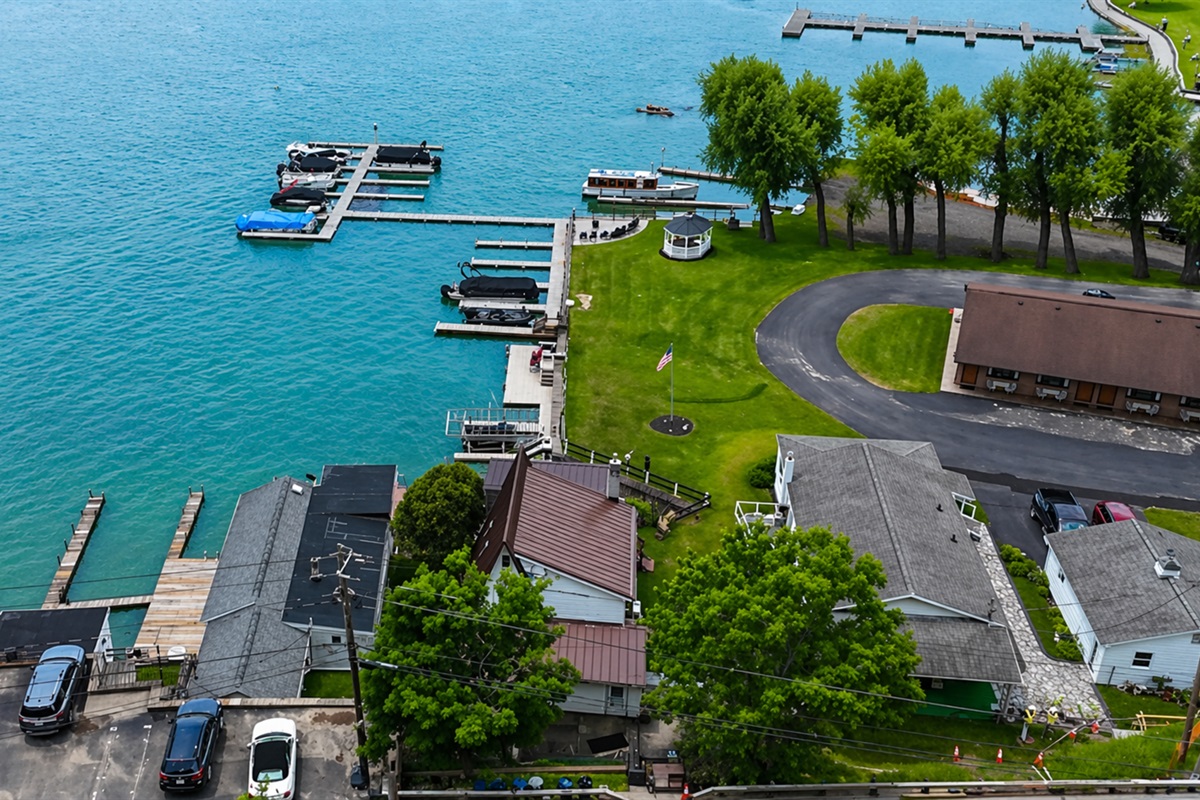 Convenient parking with easy access to the home and stairs leading directly to the lakefront deck!