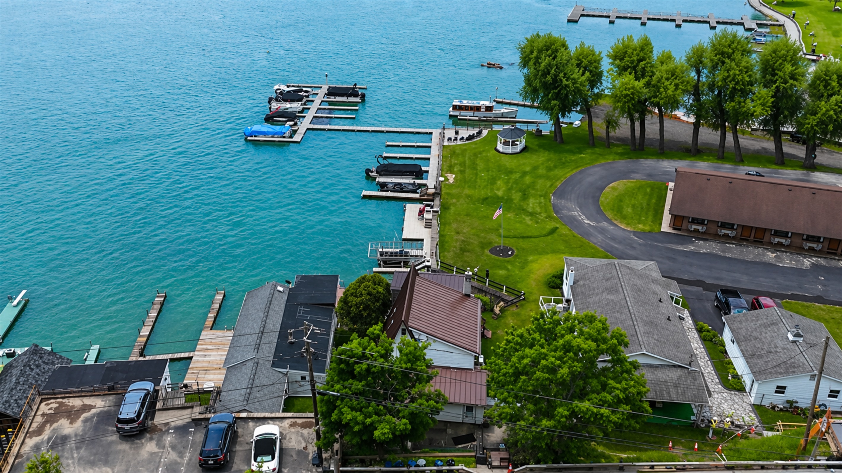 Convenient parking with easy access to the home and stairs leading directly to the lakefront deck!