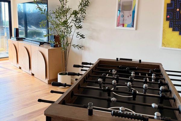 Foosball and a big screen for the night nobody wants to end. The rainy-day plan is covered