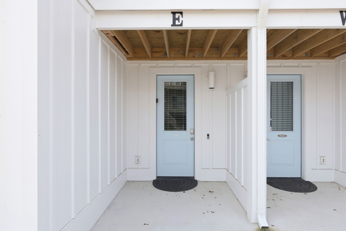 Convenient ground-level entry area with covered access to the home and garage