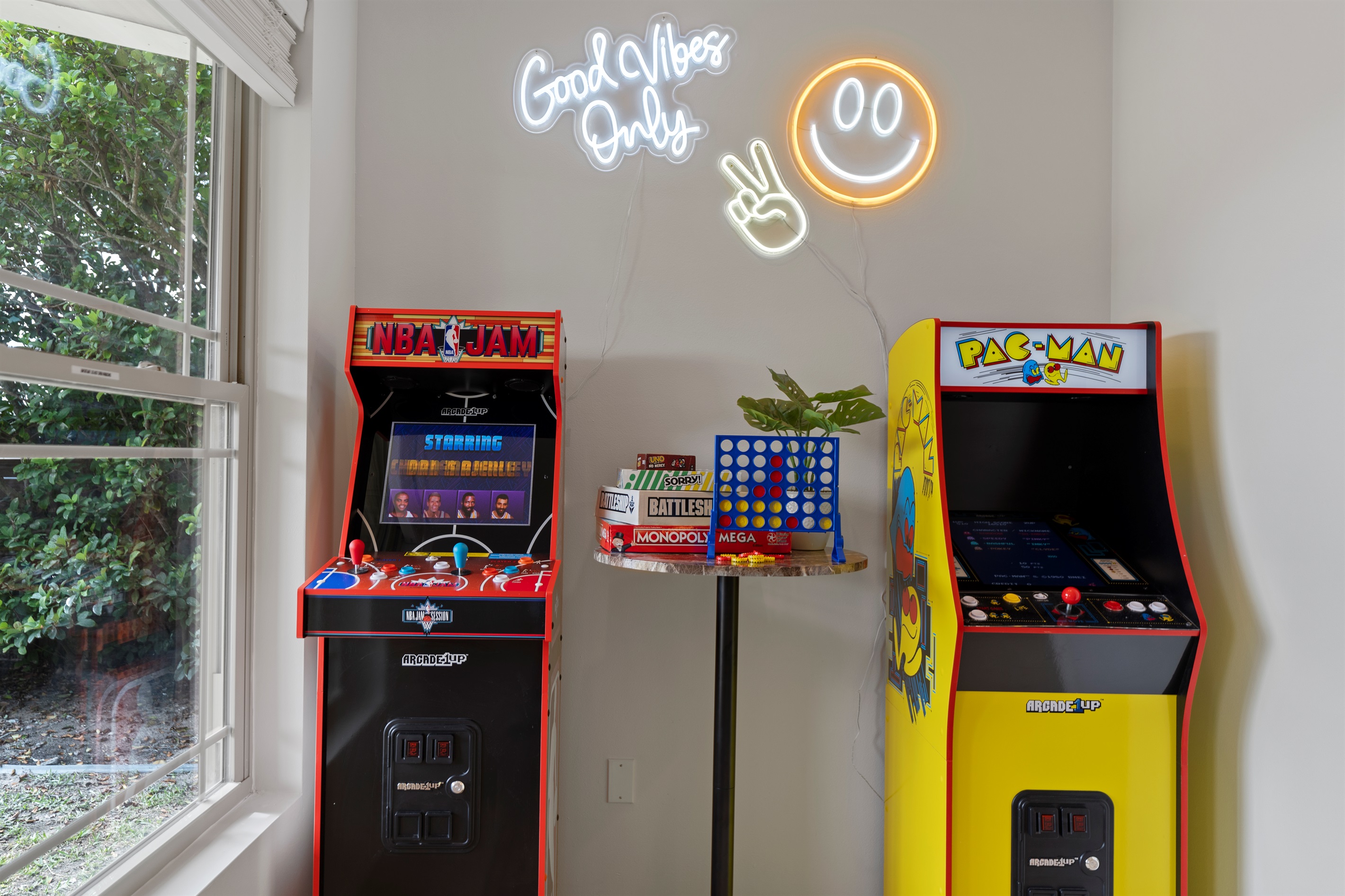 Video games Pac Man and NBA JAM + Board, Card and other games for your indoor fun
