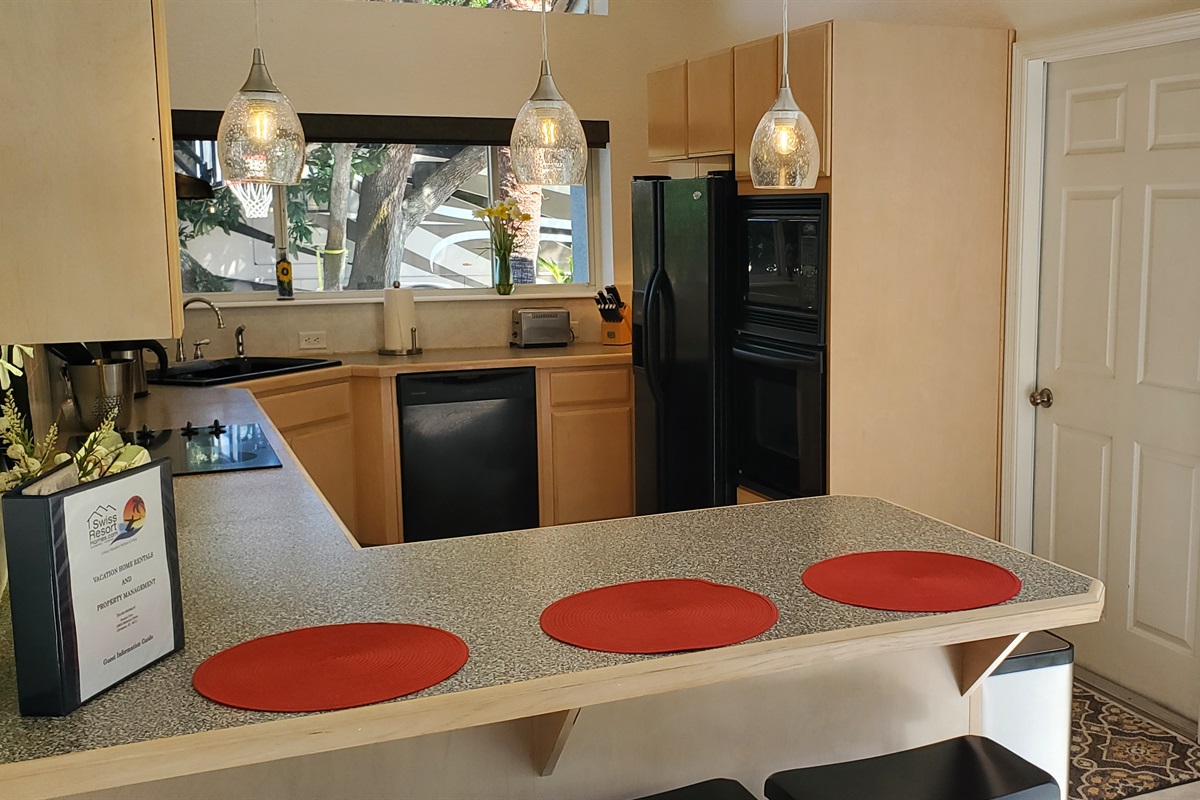 Kitchen and nook at Sunset Cove