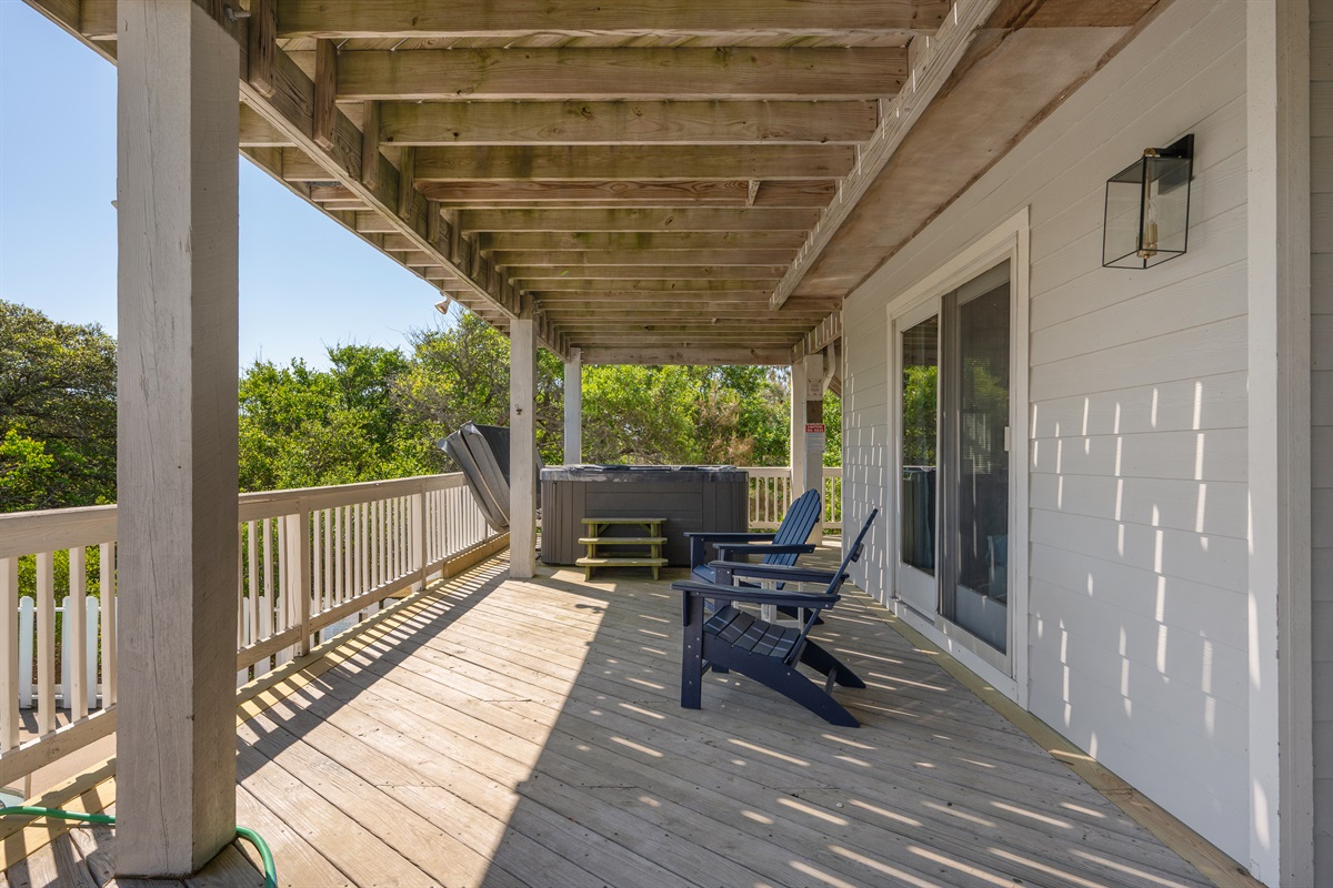 Private hot tub for your enjoyment. The deck overlooks the pool area
