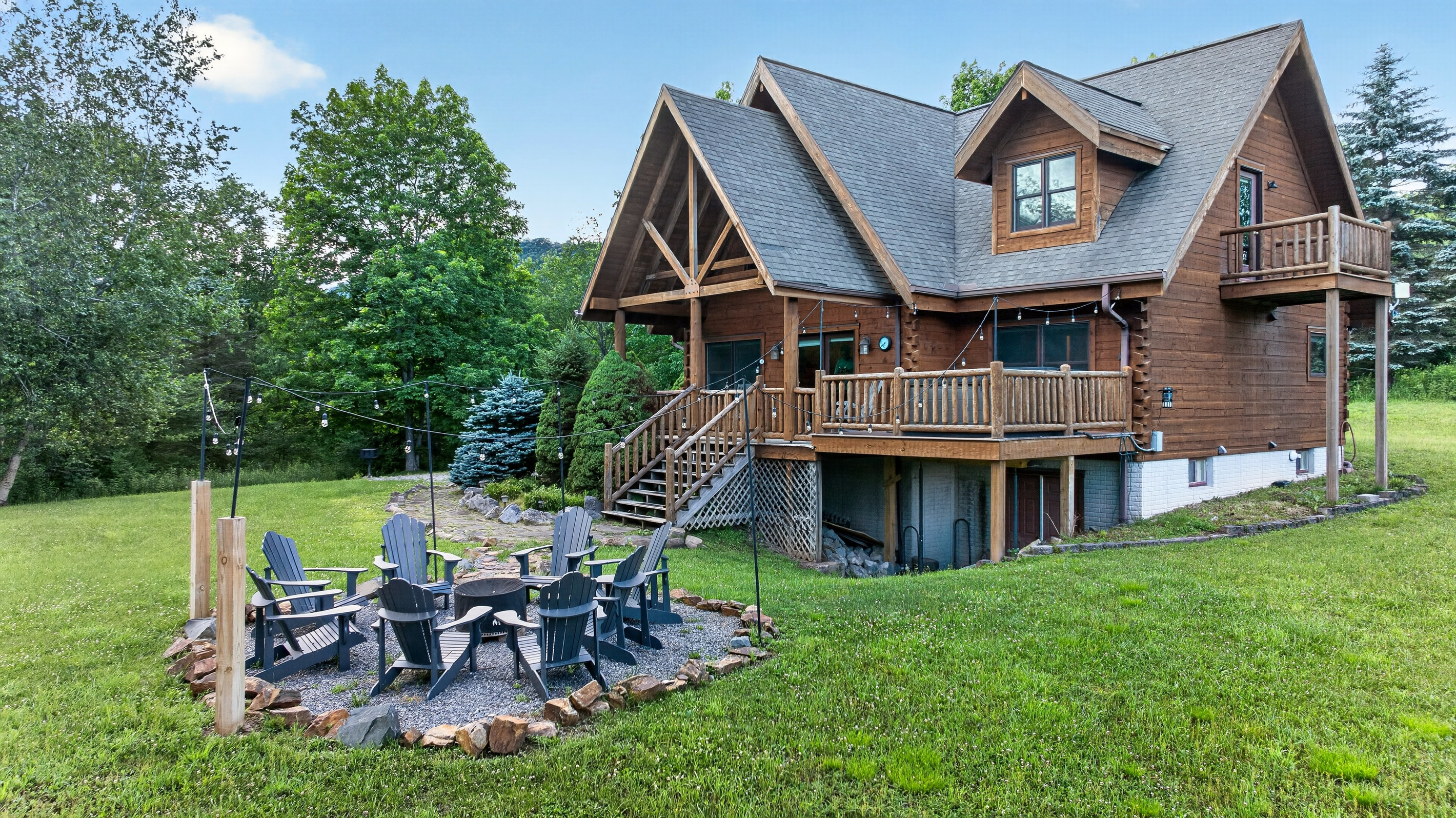 Outdoor fire pit off the front porch. 