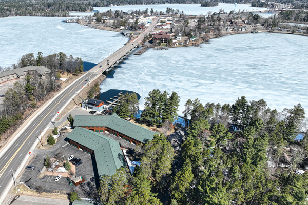 Short walk across the bridge to downtown Minocqua