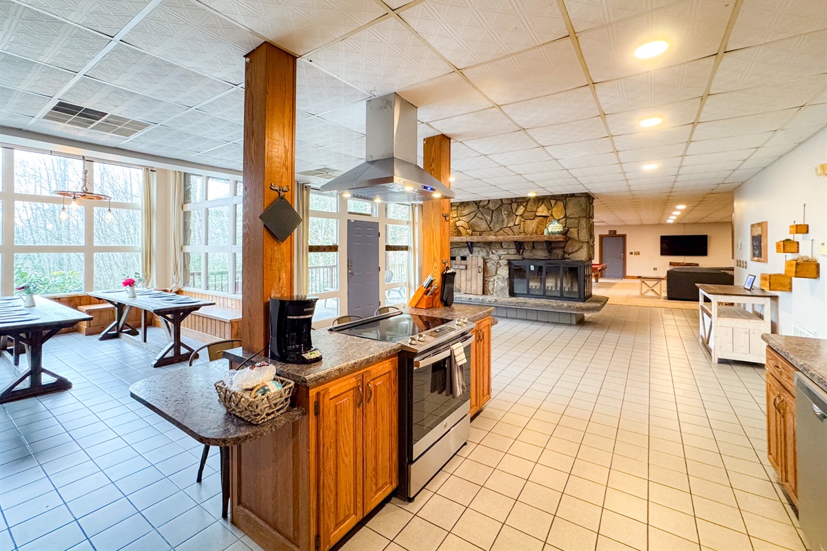 The kitchen is stocked with all basic amenities to cook a meal for your group