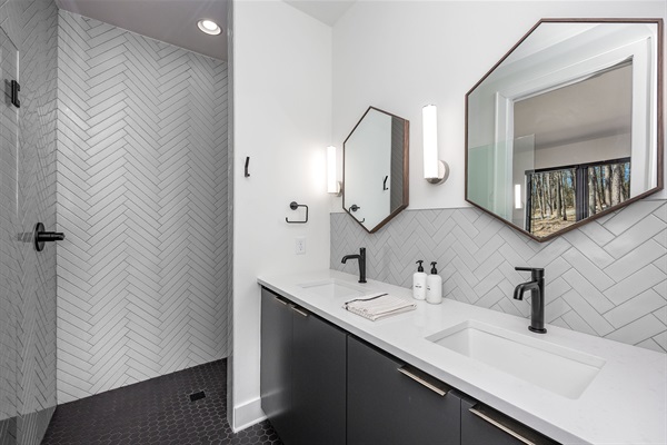 Each master bathroom has it's own design to fit the unique bedroom.